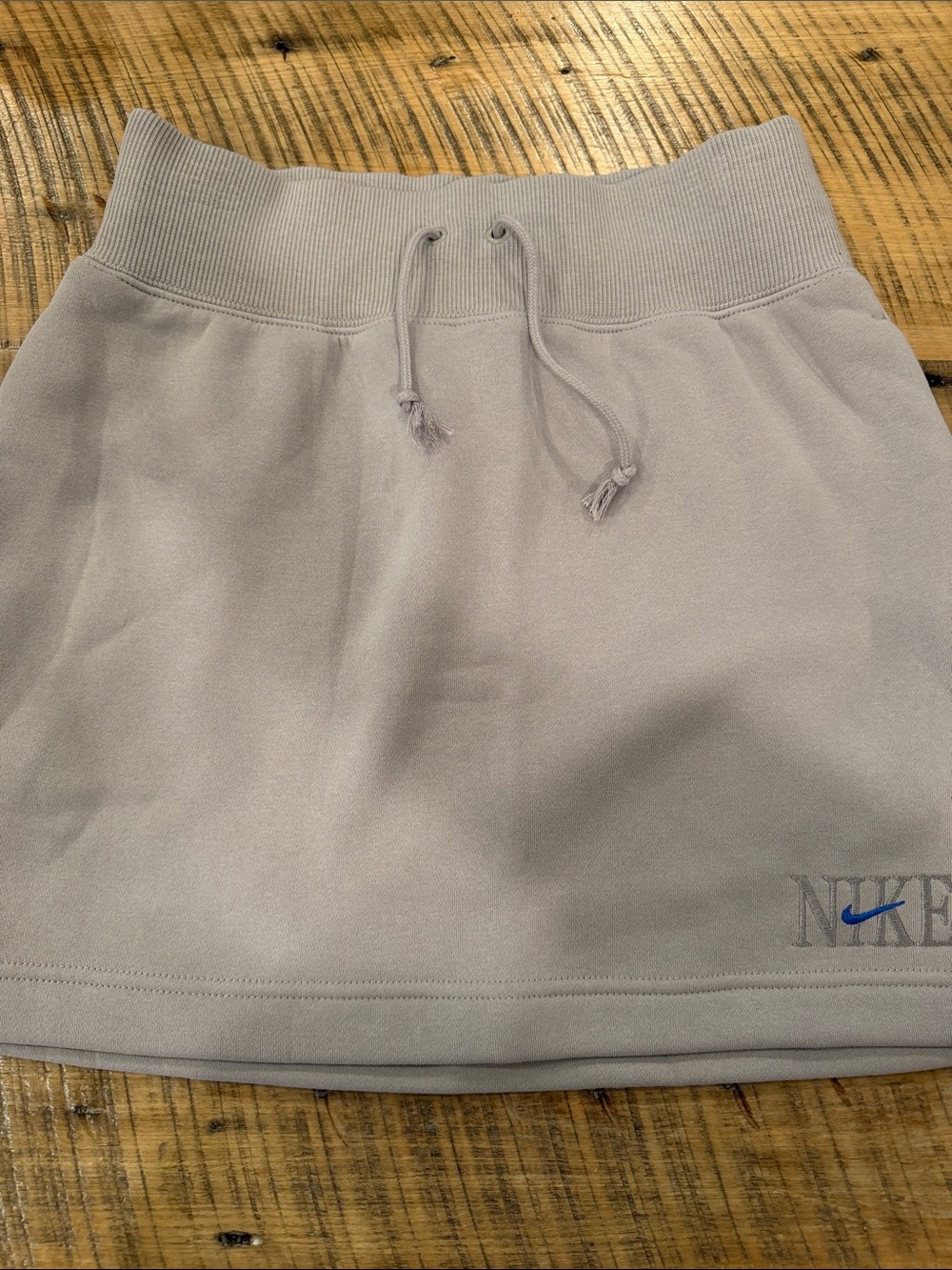Nike Light stone Gray Drawstring Athletic Skirt with Blue Swoosh